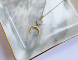 Rose Quartz And Moon Necklace
