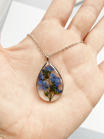 Gold Plated Necklace - Forget Me Not (Real Flowers) – Sprigbox